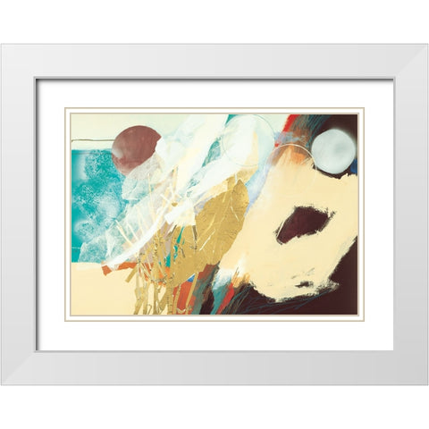 White/Brown Abstract White Modern Wood Framed Art Print with Double Matting by Unknown