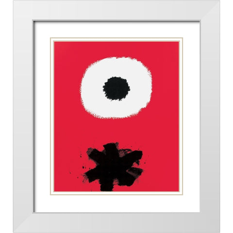 Flower White Modern Wood Framed Art Print with Double Matting by Unknown