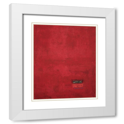 Red Mosaique White Modern Wood Framed Art Print with Double Matting by Unknown