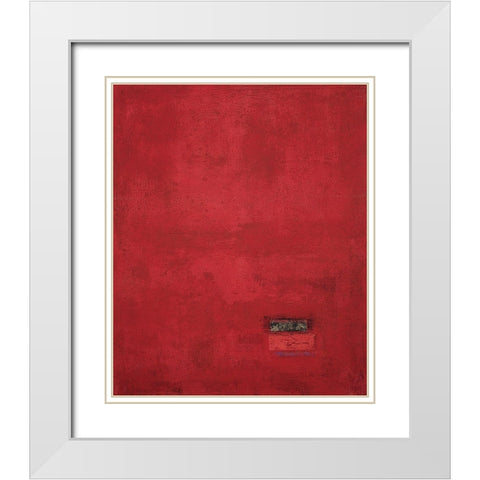 Red Mosaique White Modern Wood Framed Art Print with Double Matting by Unknown
