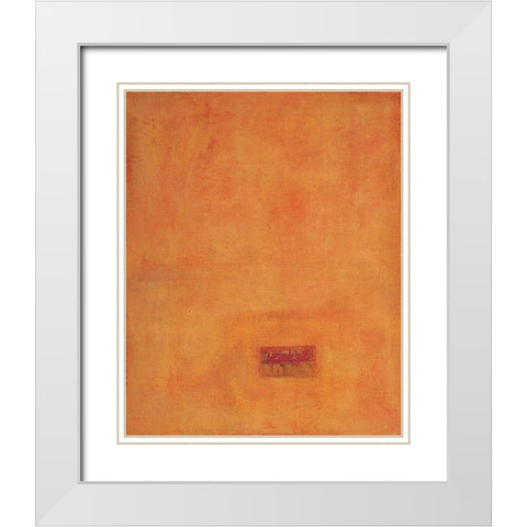 Orange Mosaique White Modern Wood Framed Art Print with Double Matting by Unknown