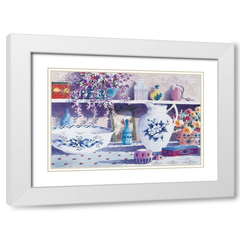 Vase and Bowl White Modern Wood Framed Art Print with Double Matting by Unknown