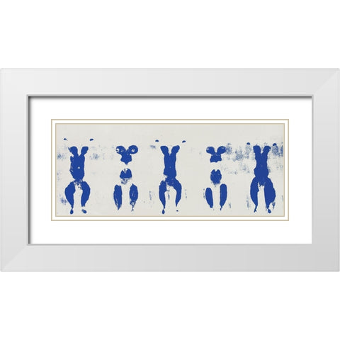 Blue Panel White Modern Wood Framed Art Print with Double Matting by Unknown