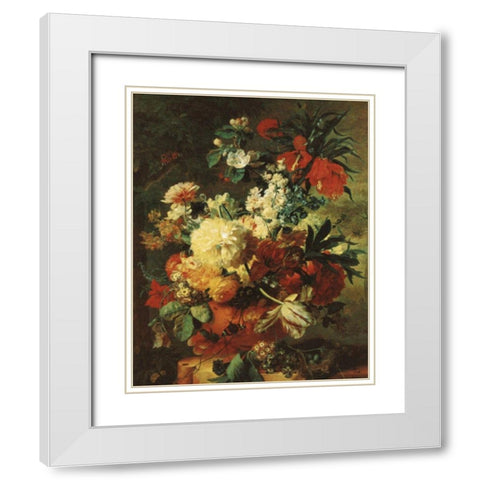 Classic Floral White Modern Wood Framed Art Print with Double Matting by Unknown