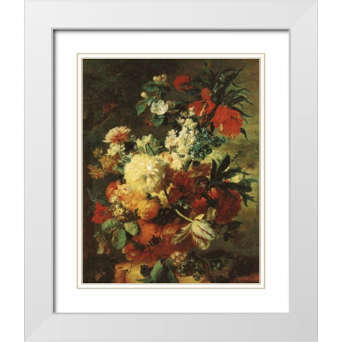Classic Floral White Modern Wood Framed Art Print with Double Matting by Unknown