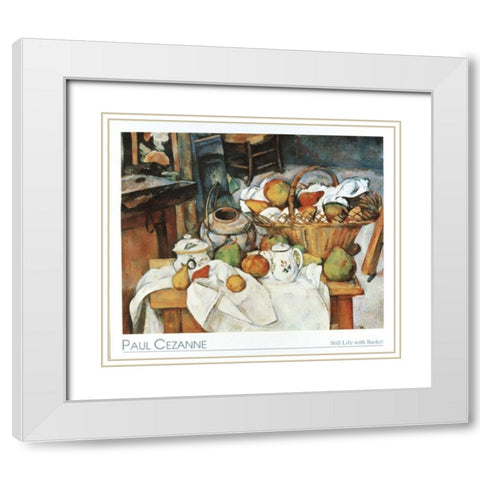 Basket White Modern Wood Framed Art Print with Double Matting by Cezanne