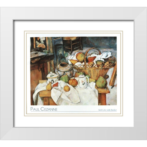 Basket White Modern Wood Framed Art Print with Double Matting by Cezanne