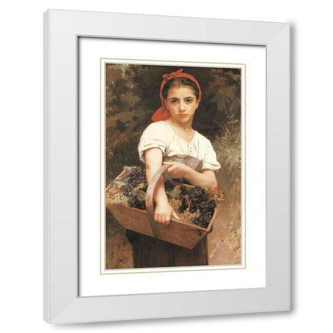 Maiden with Basket White Modern Wood Framed Art Print with Double Matting by Unknown