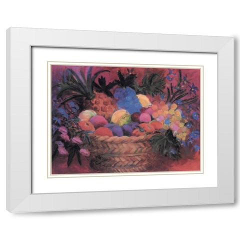Basket of Fruit White Modern Wood Framed Art Print with Double Matting by Unknown