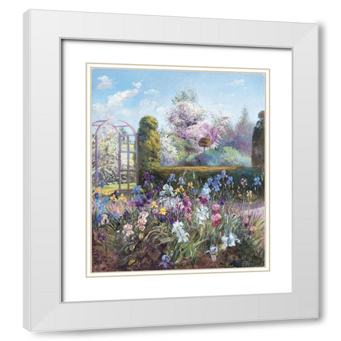 Lilacs in Bloom White Modern Wood Framed Art Print with Double Matting by Unknown