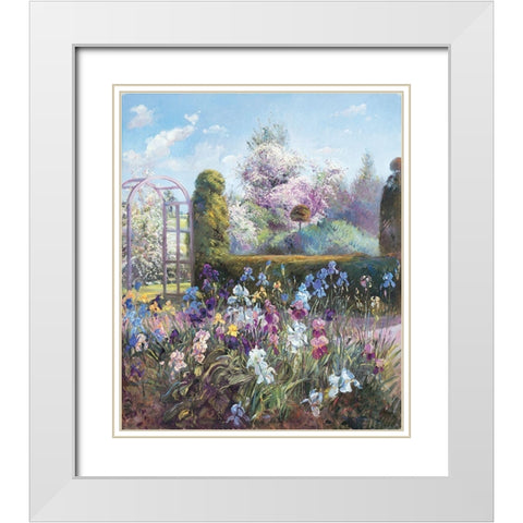 Lilacs in Bloom White Modern Wood Framed Art Print with Double Matting by Unknown