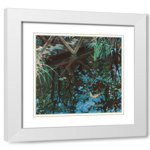 By the Bridge White Modern Wood Framed Art Print with Double Matting by Unknown