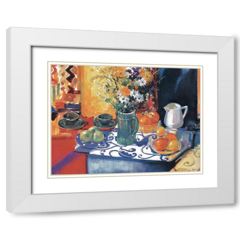 Table Setting White Modern Wood Framed Art Print with Double Matting by Unknown