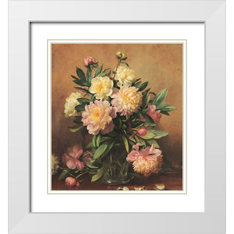 Begonia Floral White Modern Wood Framed Art Print with Double Matting by Unknown