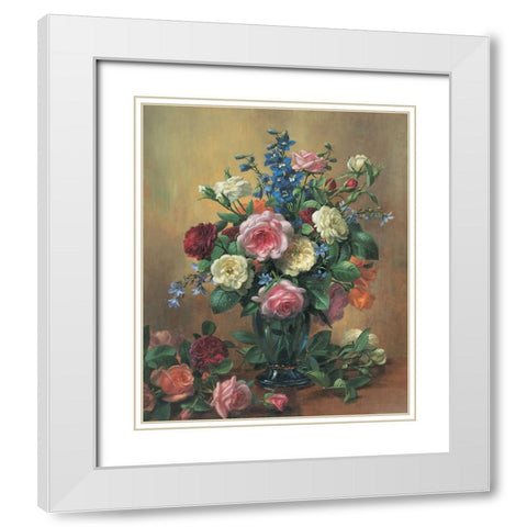 Flowers in Vase White Modern Wood Framed Art Print with Double Matting by Unknown