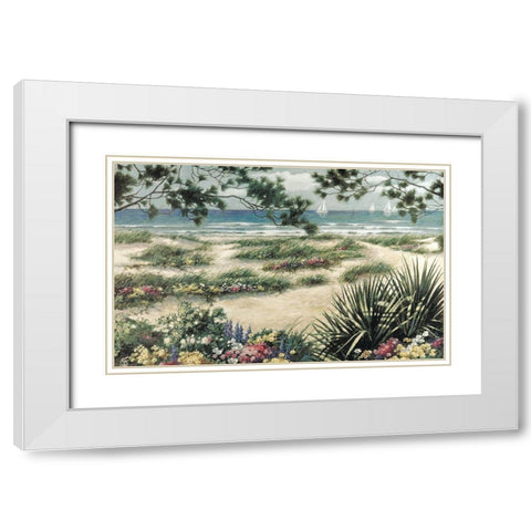 Beach and Sails White Modern Wood Framed Art Print with Double Matting by Unknown