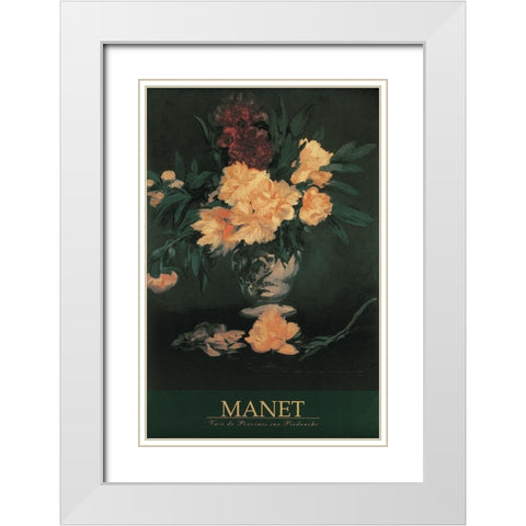Manet Floral White Modern Wood Framed Art Print with Double Matting by Manet