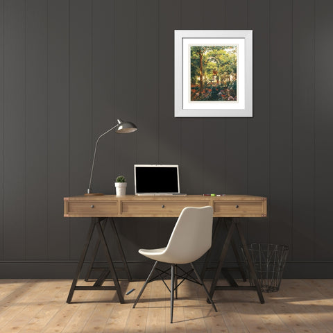 Garden White Modern Wood Framed Art Print with Double Matting by Unknown