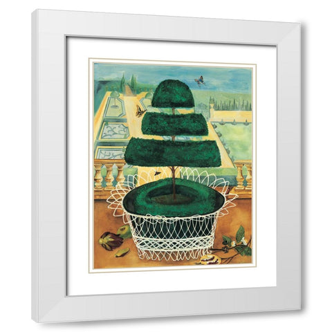 Topiary I White Modern Wood Framed Art Print with Double Matting by Unknown