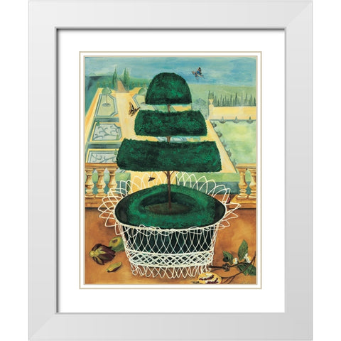 Topiary I White Modern Wood Framed Art Print with Double Matting by Unknown