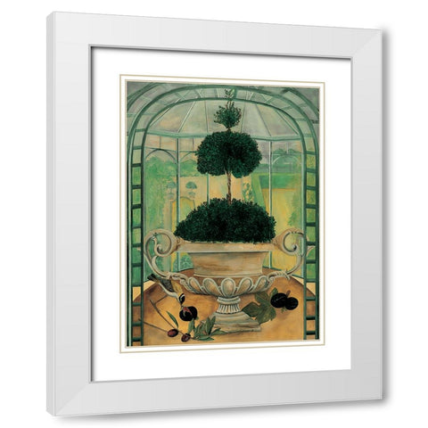 Topiary II White Modern Wood Framed Art Print with Double Matting by Unknown