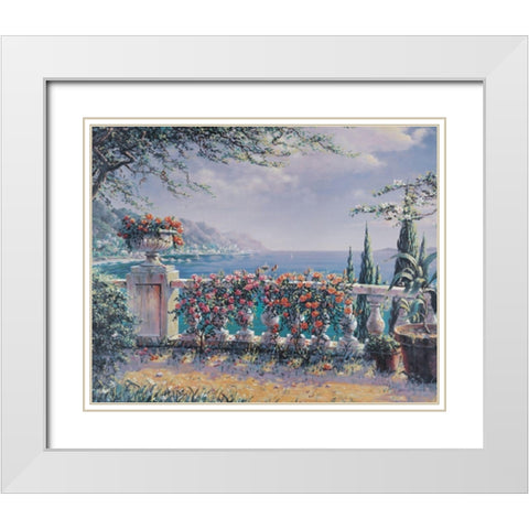 Ocean View White Modern Wood Framed Art Print with Double Matting by Unknown