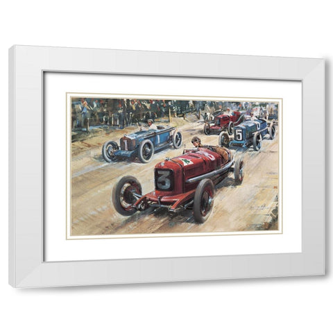 Race Cars 1922 White Modern Wood Framed Art Print with Double Matting by Unknown