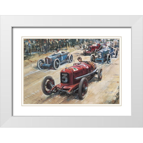 Race Cars 1922 White Modern Wood Framed Art Print with Double Matting by Unknown
