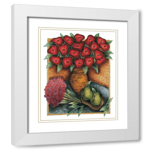 Red Poppies White Modern Wood Framed Art Print with Double Matting by Unknown