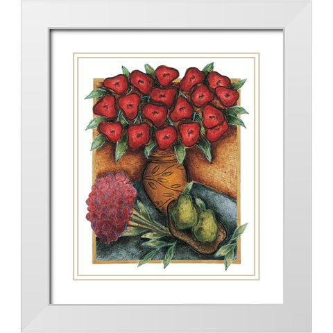 Red Poppies White Modern Wood Framed Art Print with Double Matting by Unknown