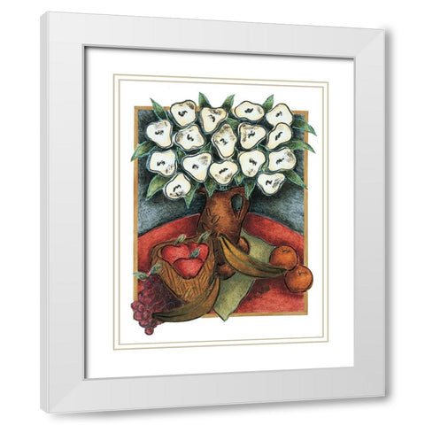 White Poppies White Modern Wood Framed Art Print with Double Matting by Unknown