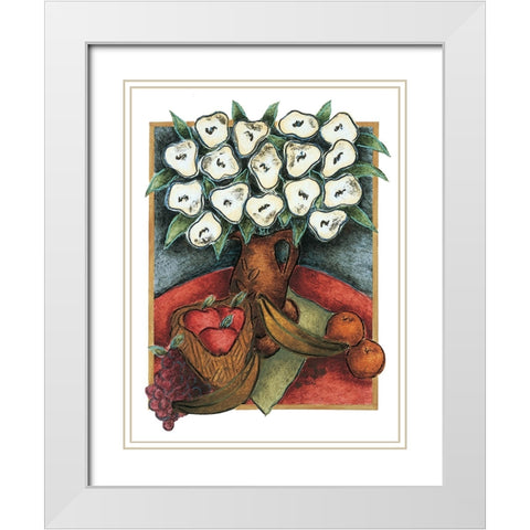 White Poppies White Modern Wood Framed Art Print with Double Matting by Unknown