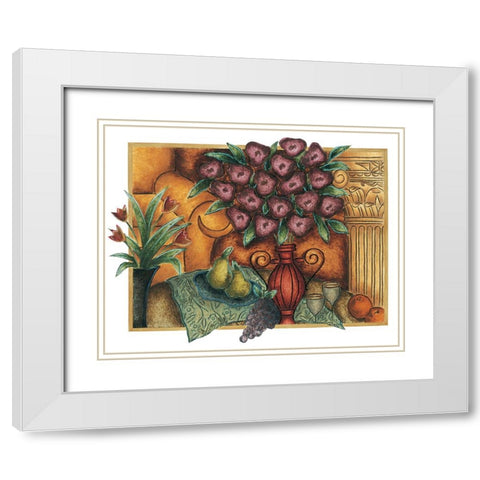 Purple Poppies White Modern Wood Framed Art Print with Double Matting by Unknown