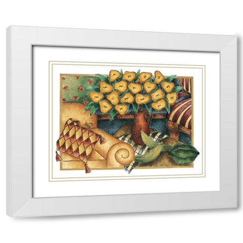 Yellow Poppies White Modern Wood Framed Art Print with Double Matting by Unknown