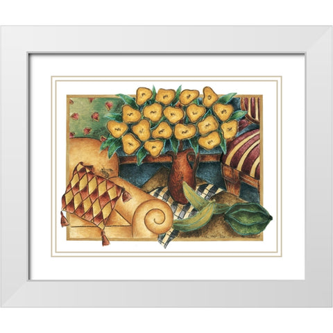 Yellow Poppies White Modern Wood Framed Art Print with Double Matting by Unknown