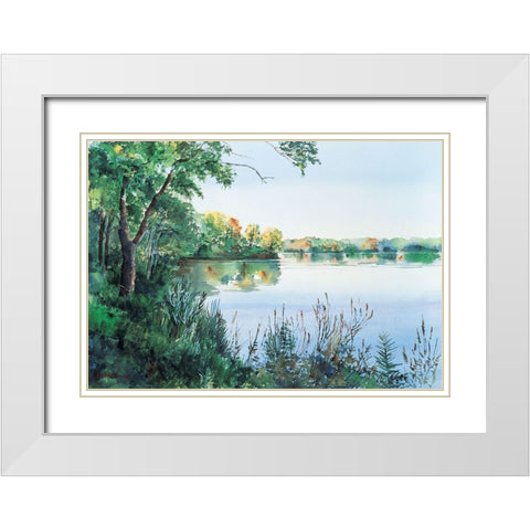 Laleside Serenity White Modern Wood Framed Art Print with Double Matting by Unknown