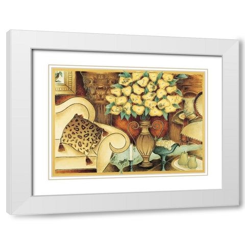 Parlor Poppies White Modern Wood Framed Art Print with Double Matting by Unknown