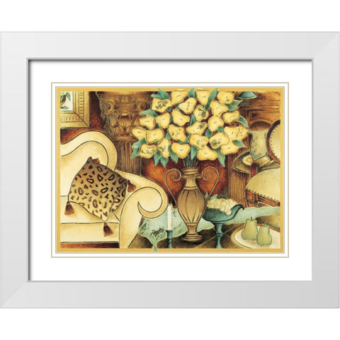 Parlor Poppies White Modern Wood Framed Art Print with Double Matting by Unknown
