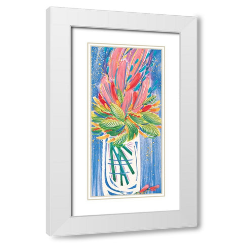 Colorful Floral I White Modern Wood Framed Art Print with Double Matting by Unknown