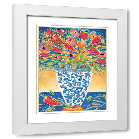 Colorful Floral II White Modern Wood Framed Art Print with Double Matting by Unknown
