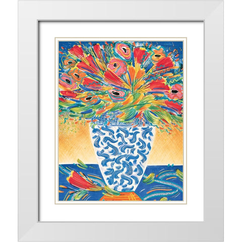 Colorful Floral II White Modern Wood Framed Art Print with Double Matting by Unknown