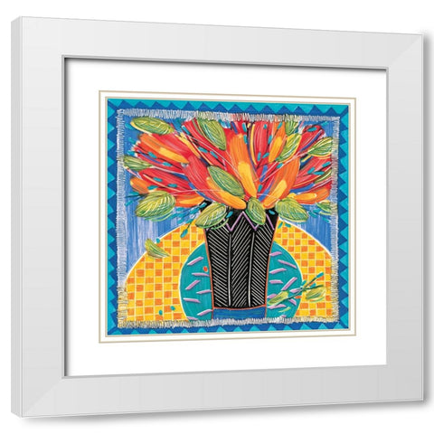 Colorful Vase White Modern Wood Framed Art Print with Double Matting by Unknown