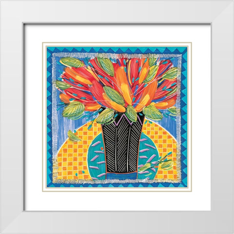 Colorful Vase White Modern Wood Framed Art Print with Double Matting by Unknown