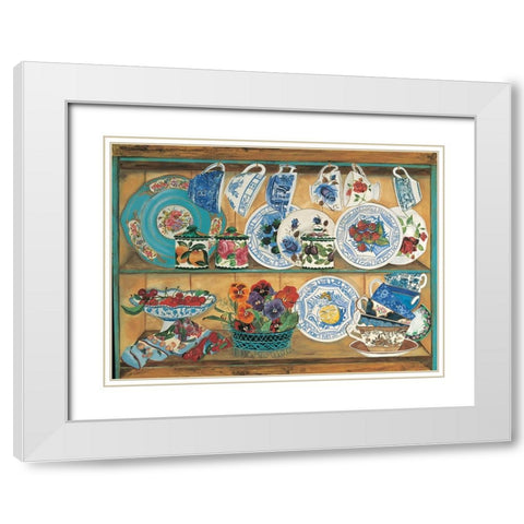 Teacups I White Modern Wood Framed Art Print with Double Matting by Unknown