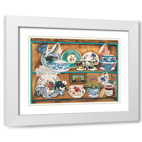 Teacups II White Modern Wood Framed Art Print with Double Matting by Unknown