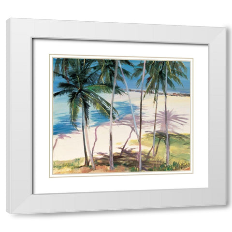 Palm Trees III White Modern Wood Framed Art Print with Double Matting by Unknown