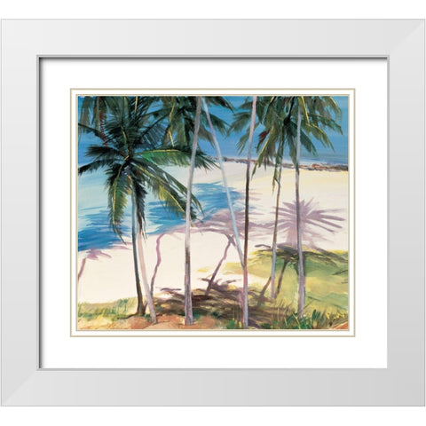 Palm Trees III White Modern Wood Framed Art Print with Double Matting by Unknown