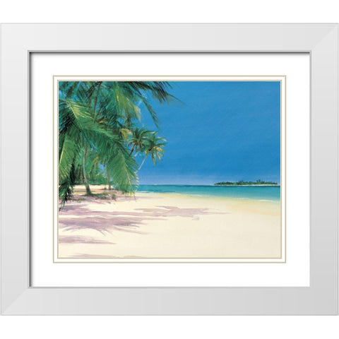 Palm Trees IV White Modern Wood Framed Art Print with Double Matting by Unknown