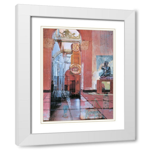 Pink Portico I White Modern Wood Framed Art Print with Double Matting by Unknown