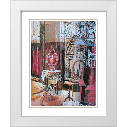 Pink Portico II White Modern Wood Framed Art Print with Double Matting by Unknown